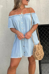 Short Sleeve Casual Denim Dress
