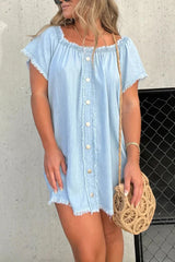Short Sleeve Casual Denim Dress