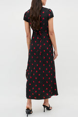Boho Floral Midi Dress – Vintage Rose Print V-Neck Summer Vacation Dress