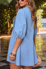 Terez Denim Front Tie Mini Dress