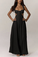 Solid Color Casual Camisole Loose Stretch Wide-leg Jumpsuit