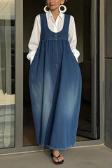 Women's Sleeveless Casual Loose Denim Vest Dress