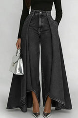 Women's High-waisted Casual Loose-fitting Wide-leg Jeans