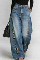 Women's New High-waisted Casual Loose Wide-leg Jeans