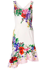 Ruffle Trim Detail Dress - White Multi