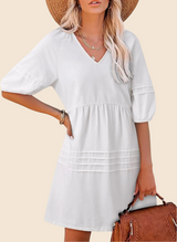 Women's V-Neck Denim Babydoll Dress