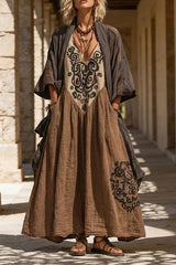 Boho Retro Loose Linen Cotton Two-piece Set