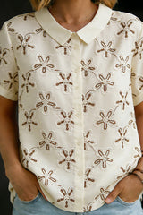3d Embroidered Short-sleeved Cotton Shirt