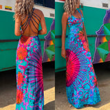 Heididress Strappy Backless Tie Dye Maxi Dress