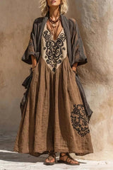 Boho Retro Loose Linen Cotton Two-piece Set