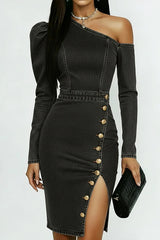 Casual Off-the-shoulder Denim Dress