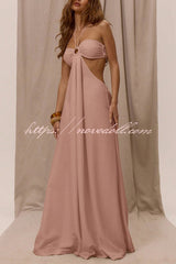 Solid Color Halter Neck Cutout Casual Loose Wide-leg Jumpsuit