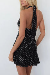 Amina Polka Dot Halter Mini Dress