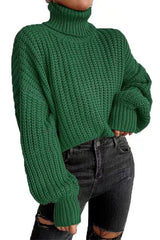 Heididress Turtleneck Drop Shoulder Comfy Pullover Sweater