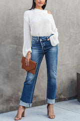Heididress High Waist Straight Leg Ripped Denim Pants