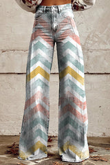 Heididress High Rise Color Block Printed Wide Leg Pants