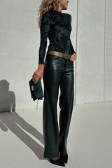 Heididress High Rise Faux Leather Pocketed Straight Leg Pants