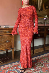 Heididress Bell Long Sleeves Floral Print Maxi Dress