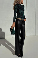Heididress High Rise Faux Leather Pocketed Straight Leg Pants
