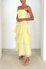 Heididress Strapless Ruffle Layered Maxi Dress