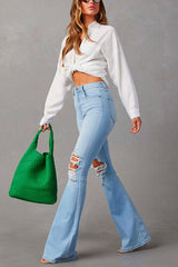 Heididress Distressed Bell Bottoms Ripped Trendy Jeans