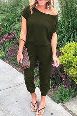 Heididress Short Sleeves Elastic Waist Joggers Jumpsuit