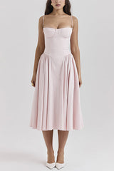 Heididress Spaghetti Strap Pocketed Corset Swing Midi Dress