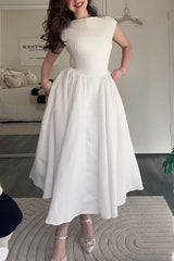 Heididress Cap Sleeves Open Back Waisted Swing Midi Dress