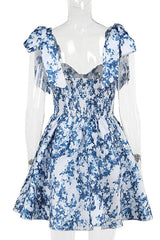 Heididress Bow Shoulder Floral Print A-line Mini Cami Dress