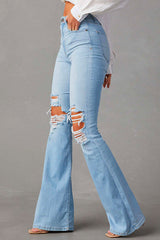Heididress Distressed Bell Bottoms Ripped Trendy Jeans