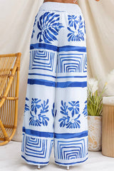 Elastic Waist Wide Leg Printed Pants