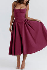 Heididress Spaghetti Strap Pocketed Corset Swing Midi Dress