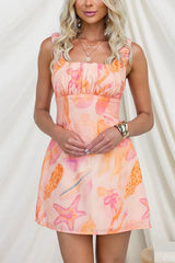 Sleeveless Marine Life Print A-line Mini Dress