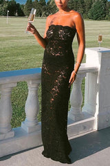 Heididress Strapless Lace Hollow Out Bodycon Maxi Dress