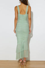 Heididress Sleeveless Cut Out Ruched Ruffle Bodycon Maxi Dress