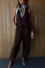 Heididress Drawstring Waist Pocketed Satin Pants
