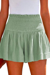 Heididress Elastic Smocked Waist Wide Leg Solid Shorts