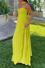 Heididress Strapless Back Lace-up Pleated Maxi Dress