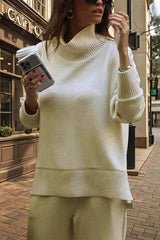Heididress High Neck Side Zipper Up Sweatshirt and Wide Leg Pants Set