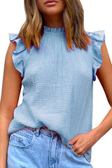 Heididress Mockneck Sleeveless Ruffle Trim Chiffon Top