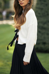 Heididress V Neck Bow Tie Front Elegant Sweater