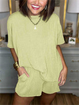 Women's Summer Ribbed Top and Short Set