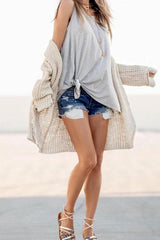 Heididress Casual Sleeveless Solid Waistcoat T-shirt