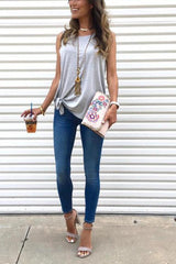 Heididress Casual Sleeveless Solid Waistcoat T-shirt