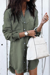 Heididress Hot Sale Button Down Denim Shirt Dress ( 2 Colors)