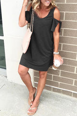 Heididress V Neck Cold Shoulder Casual Dress
