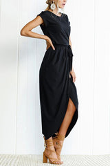 Heididress Crewneck Side Split Irregular Slim Dress
