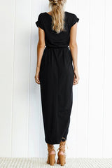 Heididress Crewneck Side Split Irregular Slim Dress