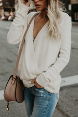 Heididress V Neck Long Sleeve Wrapped Sweater