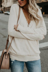 Heididress Wrap V Neck Long Sleeve Casual Knitting Sweater
